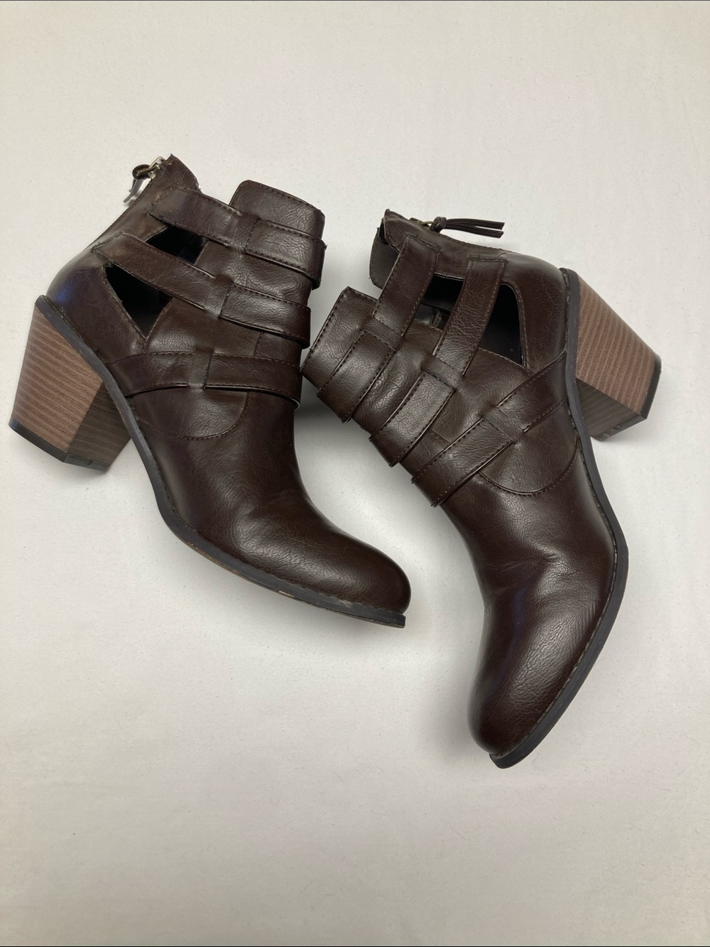 Guess Dark Brown Cutout Ankle Booties (Item No. 62526(1)